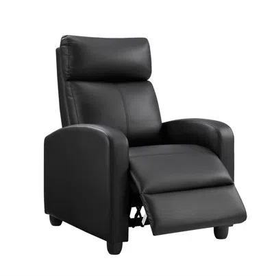 Agaile Comfortable Single-seat Manual Recliner Chair Pu Leather Upholstery Perfect For Small Spaces In Black