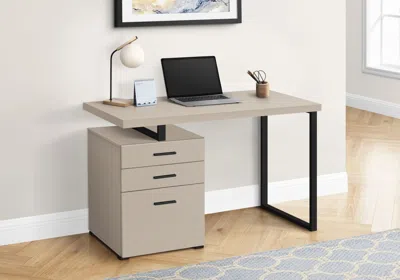 Agaile Computer Desk, Home Office, Laptop, Left, Right Set-up, Storage Drawers, 48"l, Work, Beige Laminate, In Brown