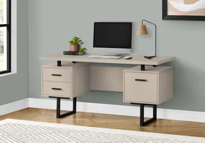 Agaile Computer Desk, Home Office, Laptop, Left, Right Set-up, Storage Drawers, 60"l, Work, Beige Laminate, In Brown