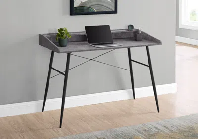 Agaile Computer Desk, Home Office, Laptop, Storage Shelves, 48"l, Work, Grey Stone Look Laminate, Black Met In Gray