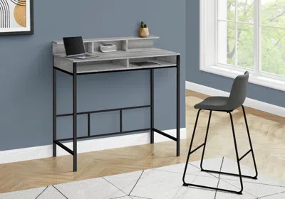 Agaile Computer Desk, Home Office, Standing, Storage Shelves, 48"l, Work, Laptop, Grey Laminate, Black Meta