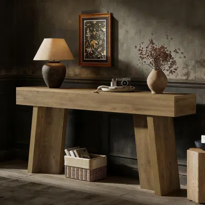 Agaile Console Table, Farmhouse Narrow Entryway Table Behind The Couch In Brown