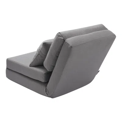 Agaile Convertible Flip Chair, 5-position Adjustable Floor Lazy Sofa, Folding Upholstered Couch Bed With Ad In Gray