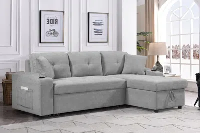 Agaile Convertible Sectional Sofa With Armrest Storage In Gray