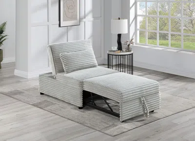 Agaile Convertible Wide-welt Corduroy Sofa Sleeper Sofa Chair W/ Pull-out Bed Ash In Gray