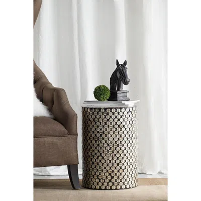 Agaile D14x20" Cylindrical Garden Capiz Stool, Accent Side Table, Black/gold In Multi