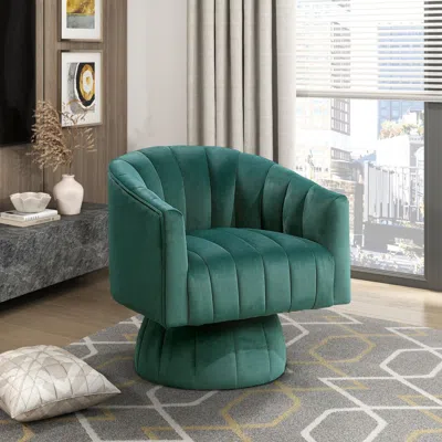 Agaile Dark Green Velvet Accent Chair Modern Luxury Living Room Furniture, 1pc Swivel Chair Comfortable Bar