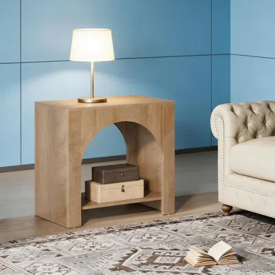 Agaile End Table, 2 Tier Square Side Table With Storage Shelf