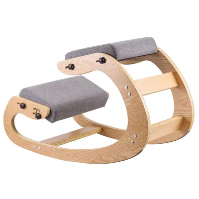 Agaile Ergonomic Kneeling Chair, Wooden Posture Knee Chair With Adjustable Thick Foam Cushions & Solid Wood In Brown