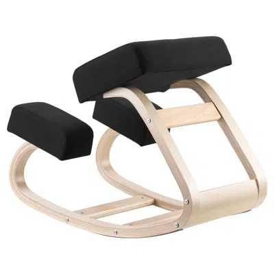 Agaile Ergonomic Kneeling Chair, Wooden Posture Knee Chair With Thick Foam Cushions And Solid Wood Frame, A In Black