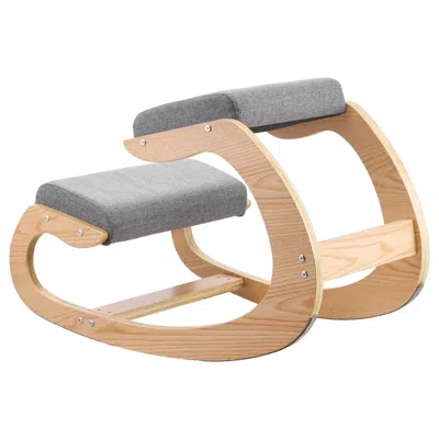 Agaile Ergonomic Kneeling Chair, Wooden Posture Knee Chair With Thick Foam Cushions And Solid Wood Frame, A In Brown
