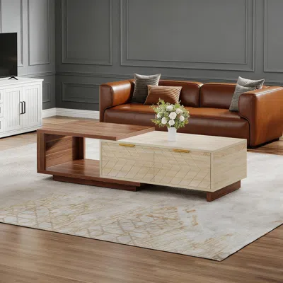 Agaile Extendable Coffee Table, Center Table Cocktail Table In Brown