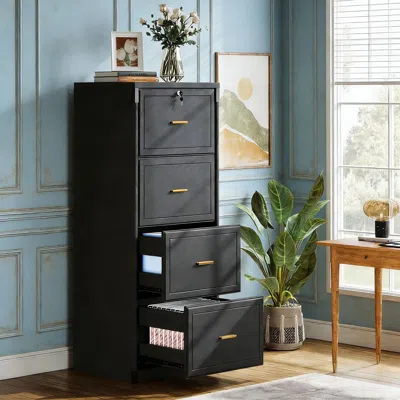 Agaile File Cabinet, Vertical Filing Cabinet With 4 Storage Drawers In Black
