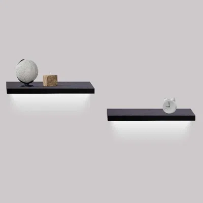 Agaile Floating Shelves 18.11" Wall Mounted Wood Shelves For Bathroom, Bedroom, Living Room, Kitchen, Hangi In Black