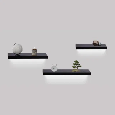 Agaile Floating Shelves 31.5" Wall Mounted Wood Shelves For Bathroom, Bedroom, Living Room, Kitchen, Hangin In Black
