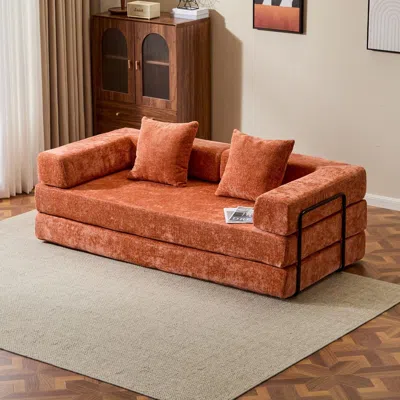Agaile Floor Couch,compression Sofa,convertible Floor Sofa Bed-with Pillow Back Support Armrest,comfy Futon In Brown