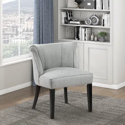 Agaile Foam Cushion Seat 1pc Accent Chair Curved Back Gray Fabric Upholstered Espresso Finish Legs Modern H In White