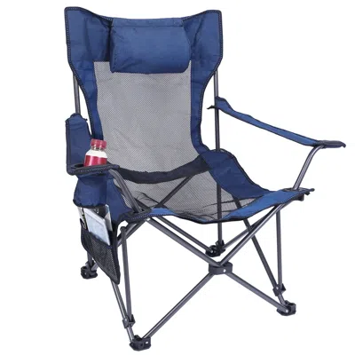 Agaile Foldable Camping Chair Collapsible Reclining Chair 330lbs Load Heavy Duty Steel Lawn Chair With Recl In Blue
