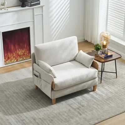 Agaile Foldable Sofa Bed Recliner, 3-in-1 Convertible Sleeper, Mid-century Modern Decor, Suitable For Small In White