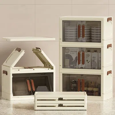 Agaile Foldable Storage Cabinet-dark -3 Layer, 2 Colors In White