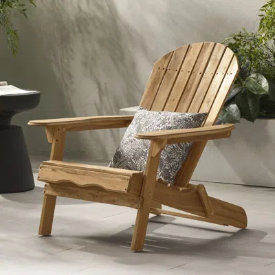 Agaile Folding Adirondack Chair Outdoor Wooden Accent Furniture Fire Pit Lounge Chairs,foldable Design For  In Brown