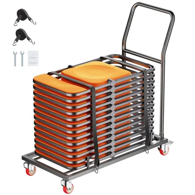Agaile Folding Chair Rack, 300 Lbs Capacity, L-shape Horizontal Placement Chair Cart For 25 Chairs, Heavy-d In Multi