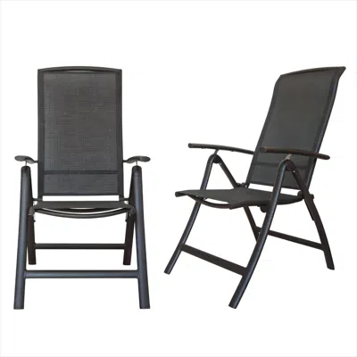 Agaile Folding Patio Chairs Set Of 2, Aluminium Frame Reclining Sling Lawn Chairs With Adjustable High Back In Gray