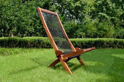 Agaile Folding Roping Wood Chair In Brown