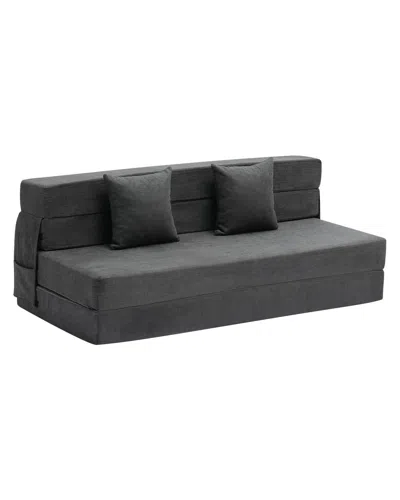 Agaile Folding Sofa Bed, 3-in-1 Foldable Couch Bed With 2 Pillows And Washable Cover, 25d High Density Memo In Gray