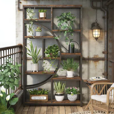 Agaile Freestanding Bookshelf, Etagere Bookcase With 9 Open Shelves In Brown