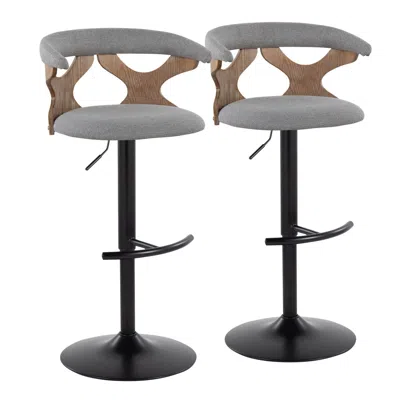 Agaile Gardenia Contemporary Adjustable Barstool With Swivel In Whitewashed Wood, Black Metal And Light Gre In Multi
