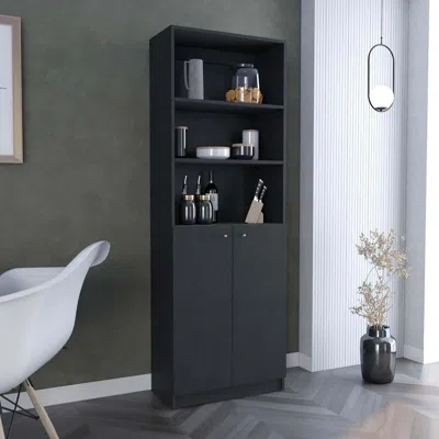 Agaile Home 2-door Bookcase, Modern Storage Unit With Dual Doors And Multi-tier Shelves In Black