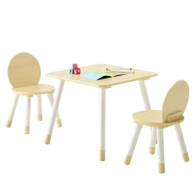 Agaile Kids Table And 2 Chairs Set, Toddler Table And Chair Set With Rounded Edge Design & Graffiti Desktop