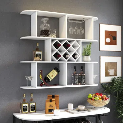 Agaile Large Wall Mounted 3 Tier Rustic Bottle Wine Rack,multifunctional Wooden Wall Mounted Wine Rack,stor
