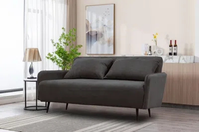 Agaile Lawson 61"w Black Fabric Convertible Loveseat Sleeper With Pillows In Brown
