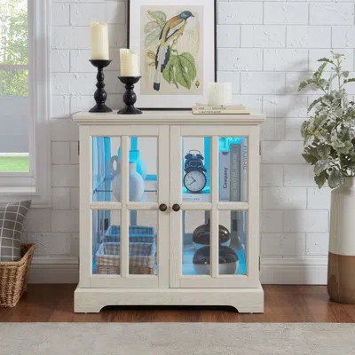 Agaile Led Curio Display Cabinet,antique Display Cabinet With Adjustable Shelves,retro Design Quality Showc In White