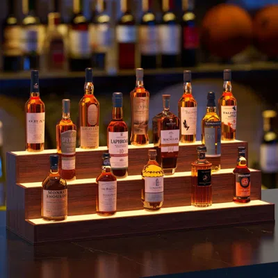 Agaile Led Lighted Liquor Bottle Display Shelf, 37 Inch Bar Display Shelf, Diy Illuminated Bottle Shelf Wit In Multi