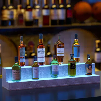 Agaile Led Lighted Liquor Bottle Display Shelf, 37 Inch Bar Display Shelf, Diy Illuminated Bottle Shelf Wit In Multi