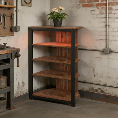Agaile Led Tv Stand, Entertainment Center With Storage Shelves And Steel Frame In Brown