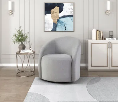 Agaile Light Gray Boucle Swivel Barrel Chair 1pc Solid Wood Durable Contemporary Living Room Furniture Luxu