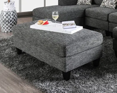 Agaile Living Room 1pc Ottoman Transitional Style Chenille Fabric Gray Color Tappered Feet Couch Ottoman