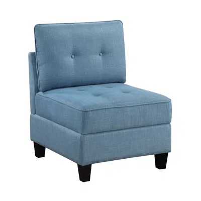 Agaile Living Room Furniture Armless Chair Blue Tufted Solid Wood Modern Comfort 1pc Modular Piece Armless 