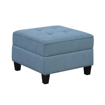 Agaile Living Room Furniture Storage Ottoman Blue Tufted Solid Wood Modern Comfort 1pc