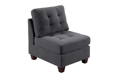 Agaile Living Room Furniture Tufted Armless Chair Grey Linen Like Fabric 1pc Armless Chair Cushion Nail Hea In Gray