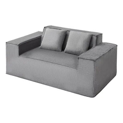 Agaile Loveseat Sofa, 63-inch 2-seats Couch For Living Room, Modern Small Corduroy Couch With Pocket Spring In Gray