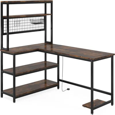 Agaile L-shaped Desk,office Desk,study Writing Table In Brown