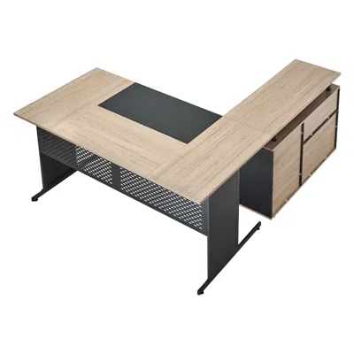 Agaile L-shaped Executive Desk, Modern Reversible Office Table With Drawers & Storage Cabinet, Heavy Duty L In Brown
