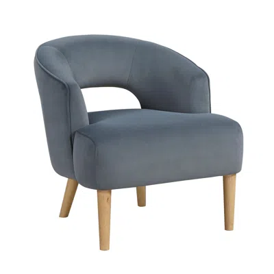 Agaile Luxury Home Unique Style Accent Chair Dark Gray Velvet Plush Seat Solid Wood Legs Contemporary Livin