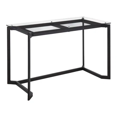 Agaile Masters Modern Office Desk In Black Steel With Clear Glass Top By