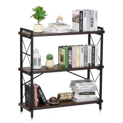 Agaile Metal Bookshelf, 3-tier Industrial Bookshelf, Small Rustic Storage Display Bookcase With Open Shelve In Black